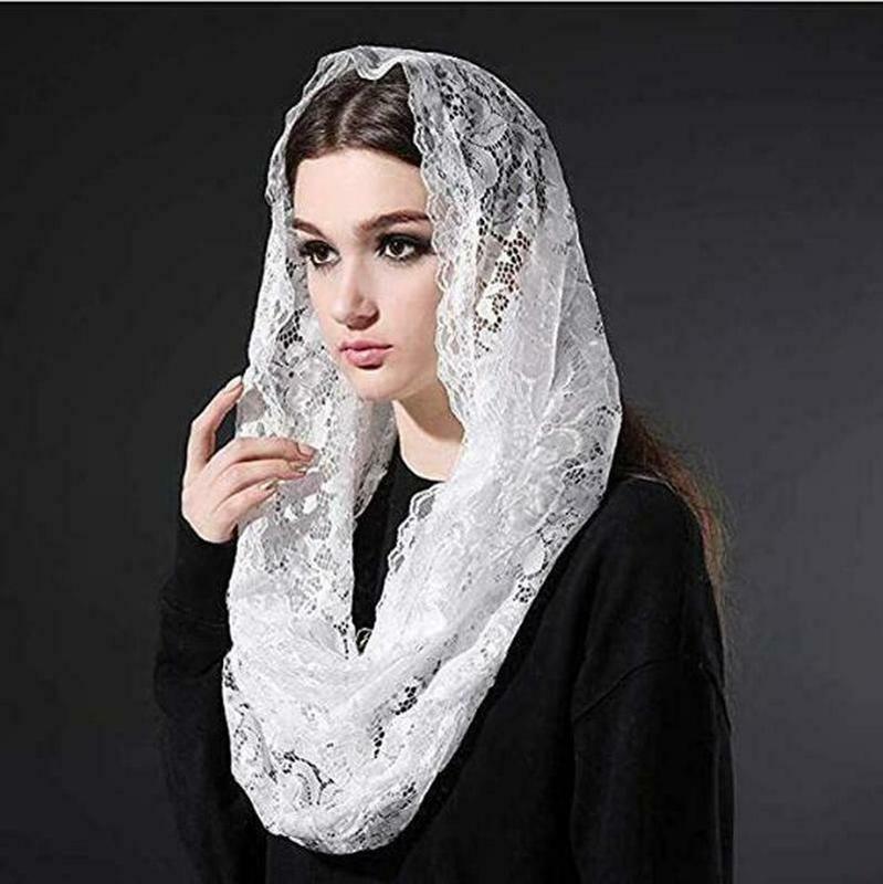 Muslim Catholic Lace Veil Christian Returnee Veil Scarf Sari Black White Bridal Veil