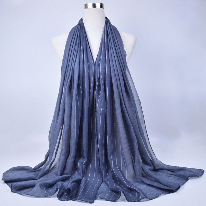 Women&#039;s Striped All-Matching Shawl Muslim Multi-Functional Foreign Trade Scarf Beach Towel Spring and Autumn TR Scarf