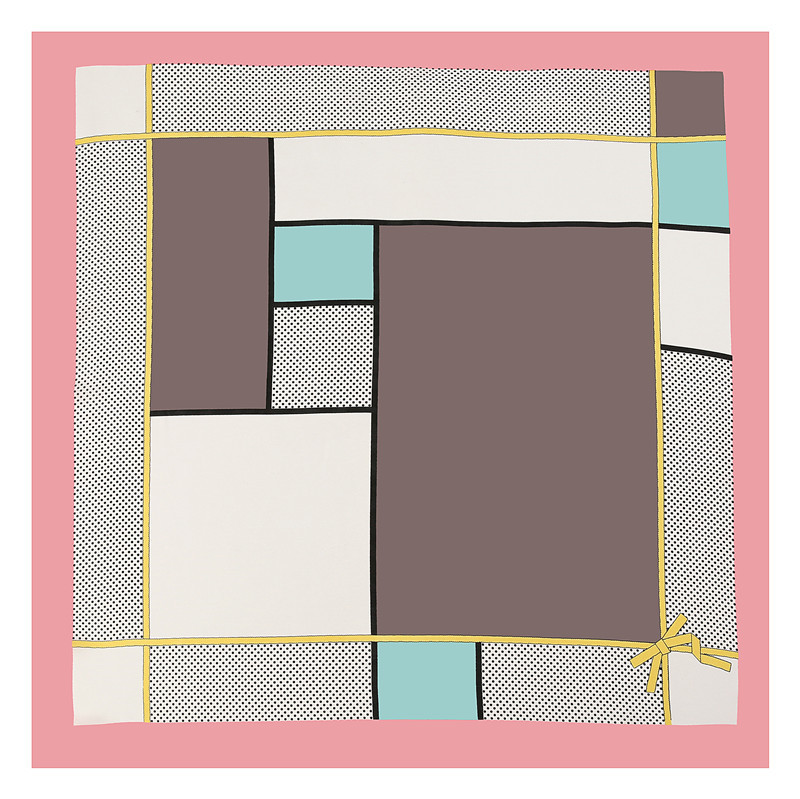 Korean Style Color Matching Geometric Small Square Towel Silk Scarf 70cm Changeable Decoration Small Scarf Printing Imitated Silk Scarves Wholesale