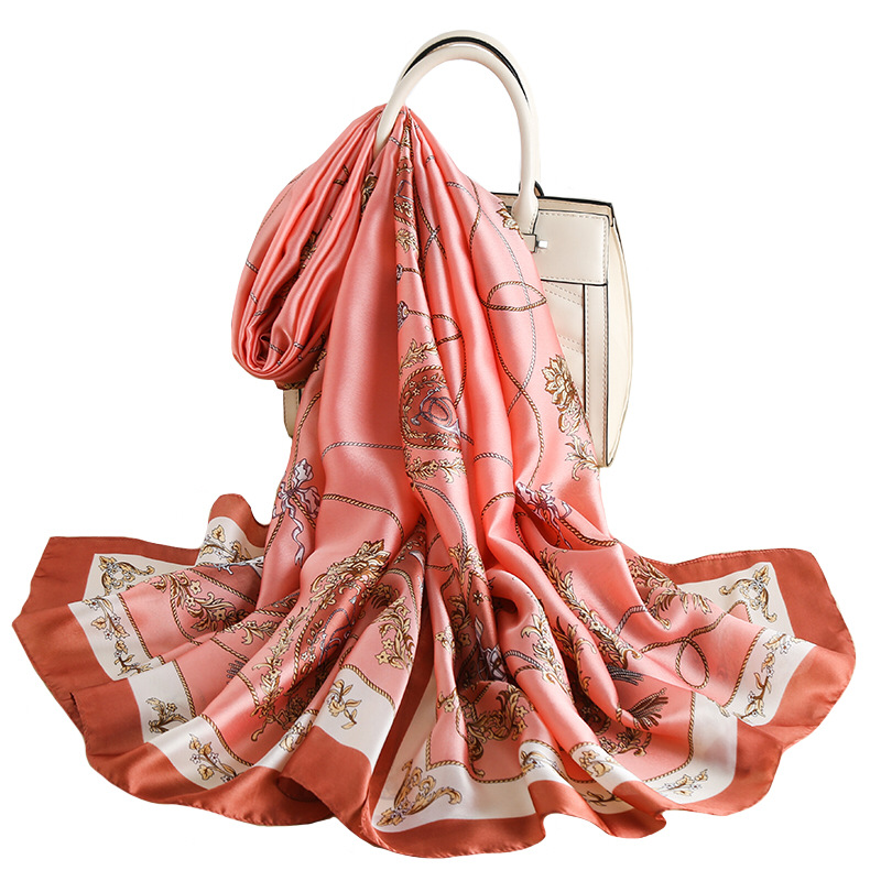 2021 Sunscreen New European and American Silk Scarf Women&#039;s Beach Shawl Travel Spring Silk Scarves Printing Decoration