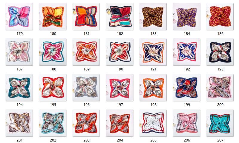 Yiwu manufacturers direct, a number of imitation silk lady printing small square scarves wholesale Korean professional small scarf