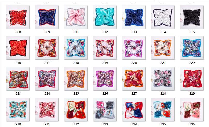 Yiwu manufacturers direct, a number of imitation silk lady printing small square scarves wholesale Korean professional small scarf