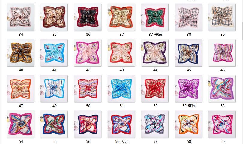 Yiwu manufacturers direct, a number of imitation silk lady printing small square scarves wholesale Korean professional small scarf