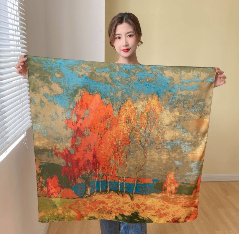 Kerchief New Silk Satin Silk Scarf Women&#039;s Four Seasons Women&#039;s Printed Shawl Scarf Wholesale Printing Scarves