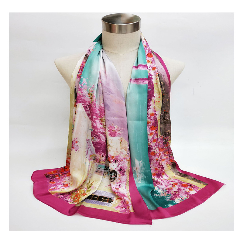 SINSASS silk scarves spring, Autumn and Winter four seasons printing ink painting oil painting versatile long scarf shawl series