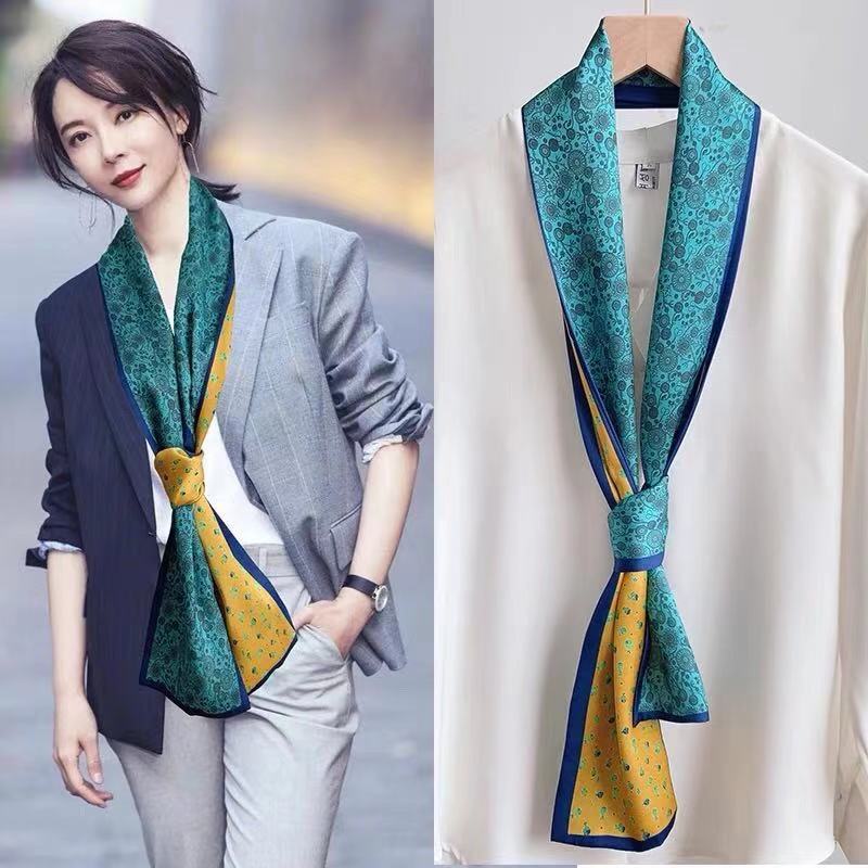 Silk Women&#039;s Professional Printing Long Scarves Multi-Color Scarf Korean Style Versatile Silk Satin Silk Scarves