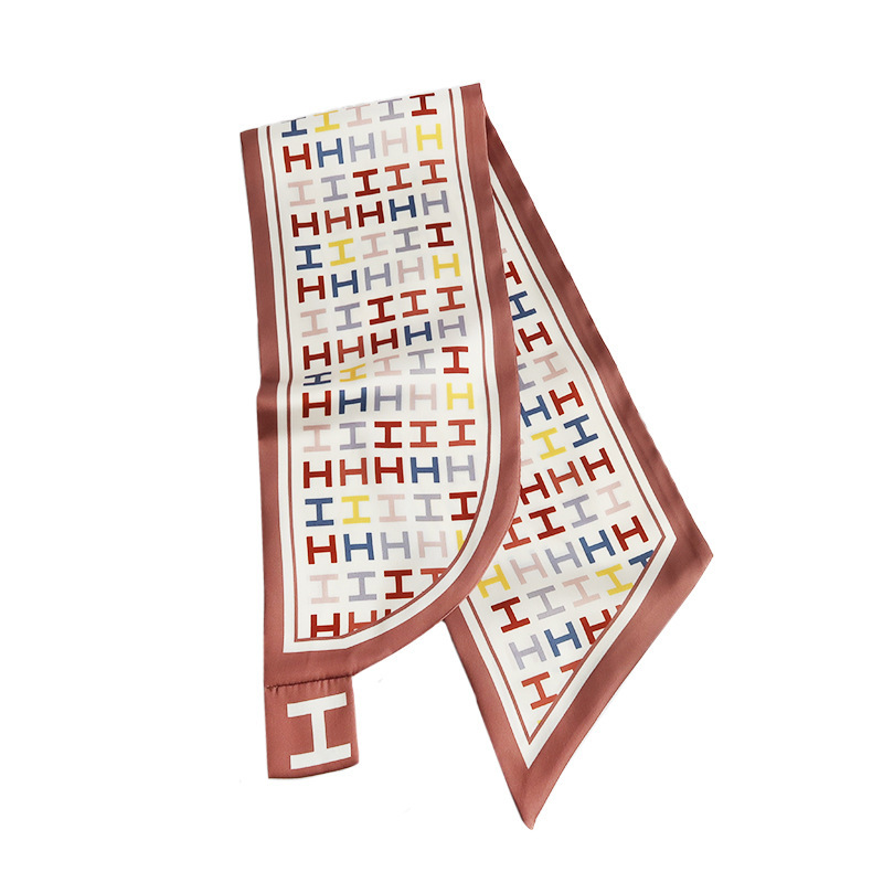 2020 New Letter Printing Small Scarf Fashion Korean Multi-Functional Scarf Hair Band Handbag Handle Wrap Imitated Silk Scarves