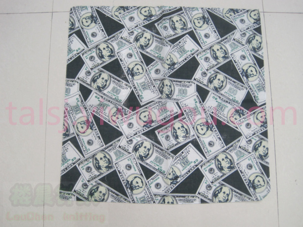Trendy US dollar banknotes pattern printing and generous scarves U.S.dollar Bandana print large hand 
