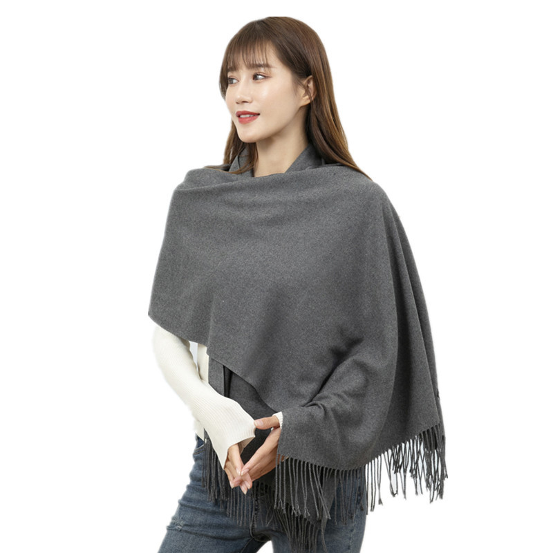 Artificial Cashmere Scarf Women&#039;s Autumn and Winter Solid Color Gray Warm Red Shawl Silk Scarves Tassel Men&#039;s Winter Scarf Wholesale