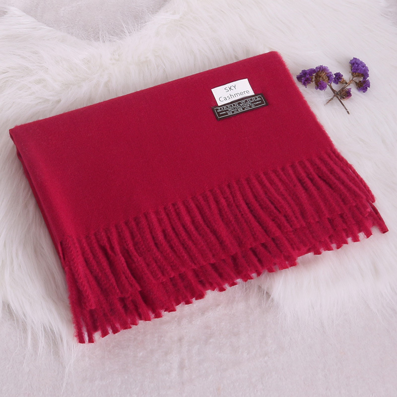 Thorn  Ladies New Autumn and Winter Warm Korean Style Monochrome Tassel Artificial Cashmere Scarf Cashmere Scarves
