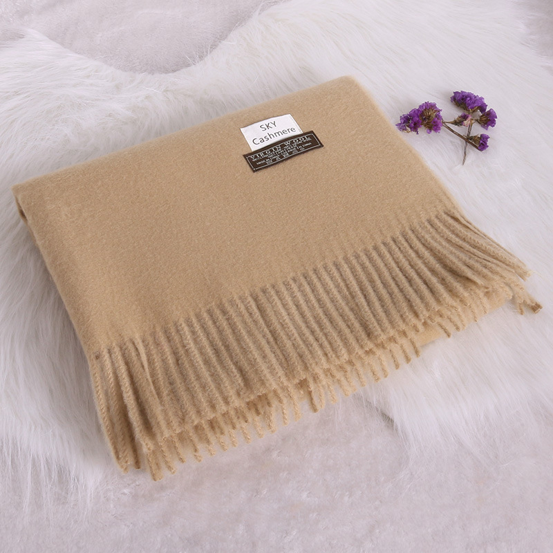 Thorn Ladies New Autumn and Winter Warm Korean Style Monochrome Tassel Artificial Cashmere Scarf Cashmere Scarves