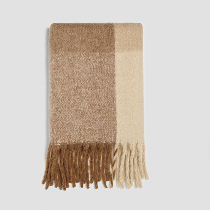 European  Z  Autumn and Winter Scarf Thick Plaid Long Fringe Cashmere Scarf Super Long Cashmere Talma Cashmere Scarves