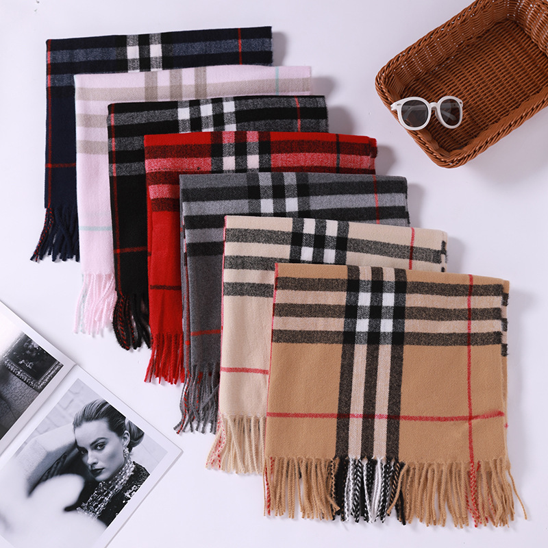  Plaid Scarf Women&#039;s Autumn and Winter Boutique Scarf Fashion Tassel Warm Artificial Cashmere Scarf Cashmere Scarves
