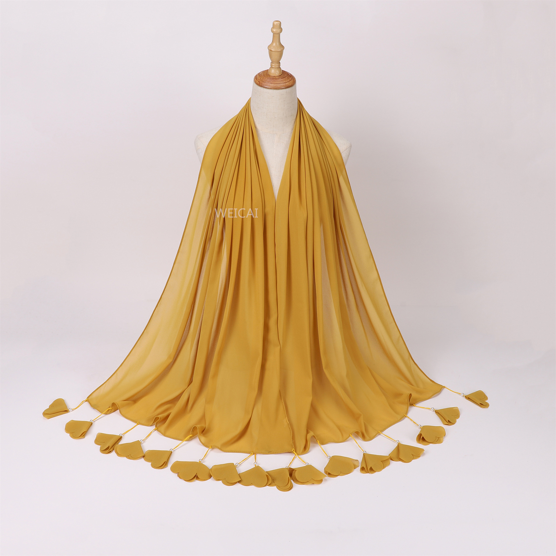  New Solid Color Scarf Headcloth Scarf Flower Pearl Chiffon Bubble Scarf Middle East Malay Scarf Chiffon Scarves