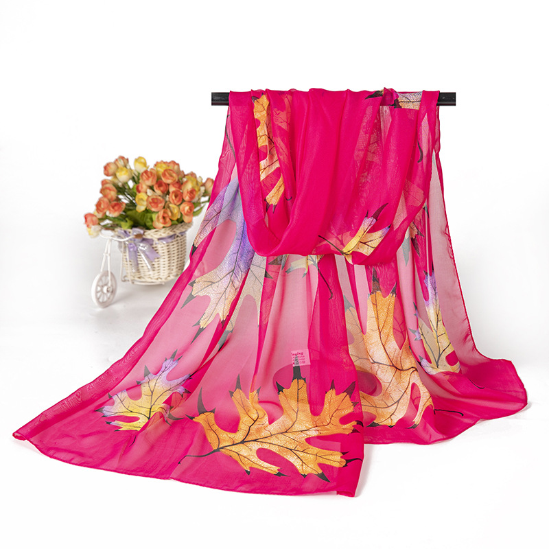 Long Spring and Autumn Sun Protection Chiffon Scarf 50160 Printed Beach Towel Stall Supply Gift Scarf Printing Scarves