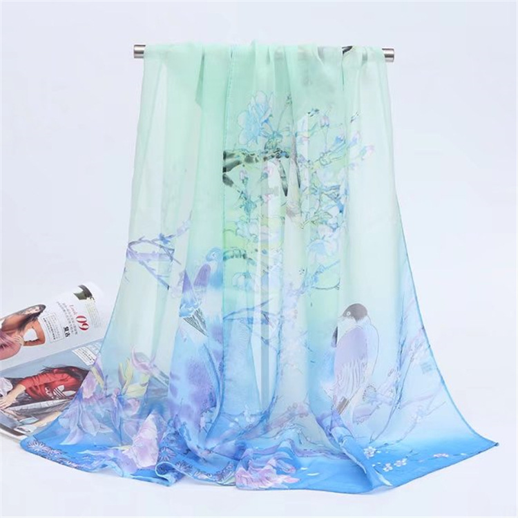 Spring and Autumn New Magpie Spring Women&#039;s Chiffon Long Scarves Wholesale Small Gauze Kerchief Scarf Gift Gift Factory Direct Sales