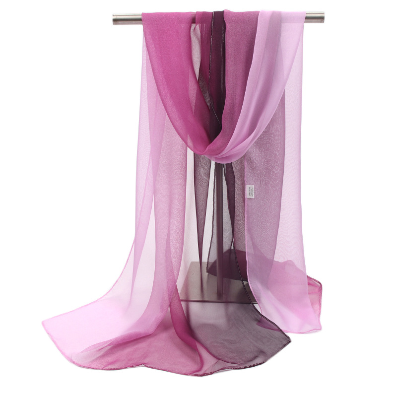  Korean Chiffon Scarf Spring and Summer Thin Keep Warm Sun Block Shawl All-Match Long Narrow Scarf Chiffon Scarves