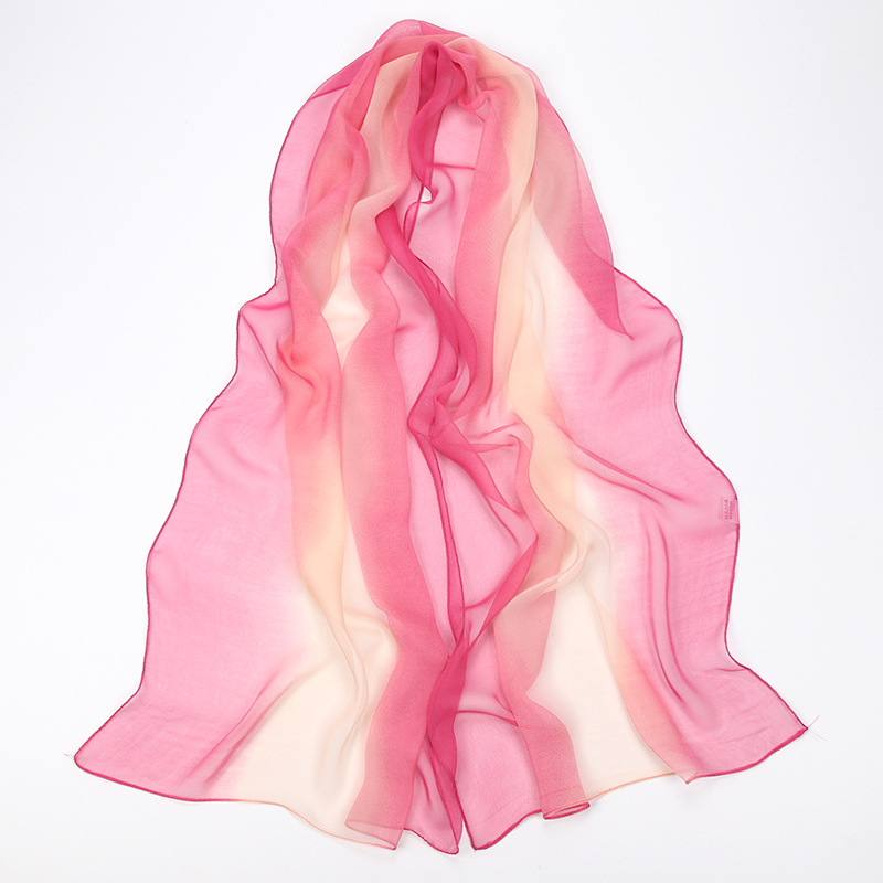  Korean Chiffon Scarf Spring and Summer Thin Keep Warm Sun Block Shawl All-Match Long Narrow Scarf Chiffon Scarves
