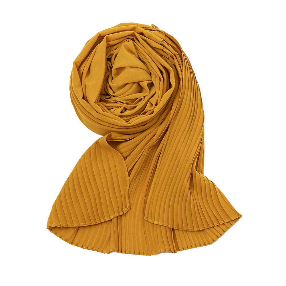 Pleated Stitching Solid Color Scarf Long Scarf Cross-Border Monochrome Fashion Crumpled Headcloth Chiffon Scarves