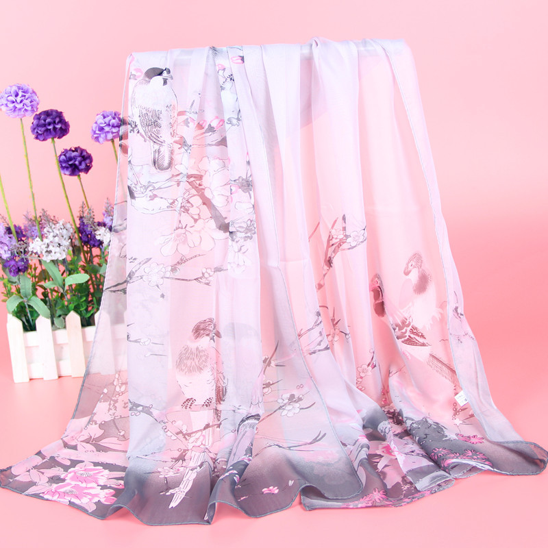 Spring and Autumn Scarf Wholesale Small Gauze Kerchief Shawl Scarf Women&#039;s Gift Factory Wholesale Chiffon Scarves