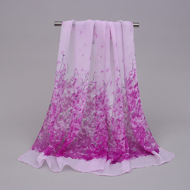 New Yiwu Printed Chiffon Long Scarves Wholesale Spring and Summer All-Match Scarf Small Gauze Kerchief Chiffon Scarves