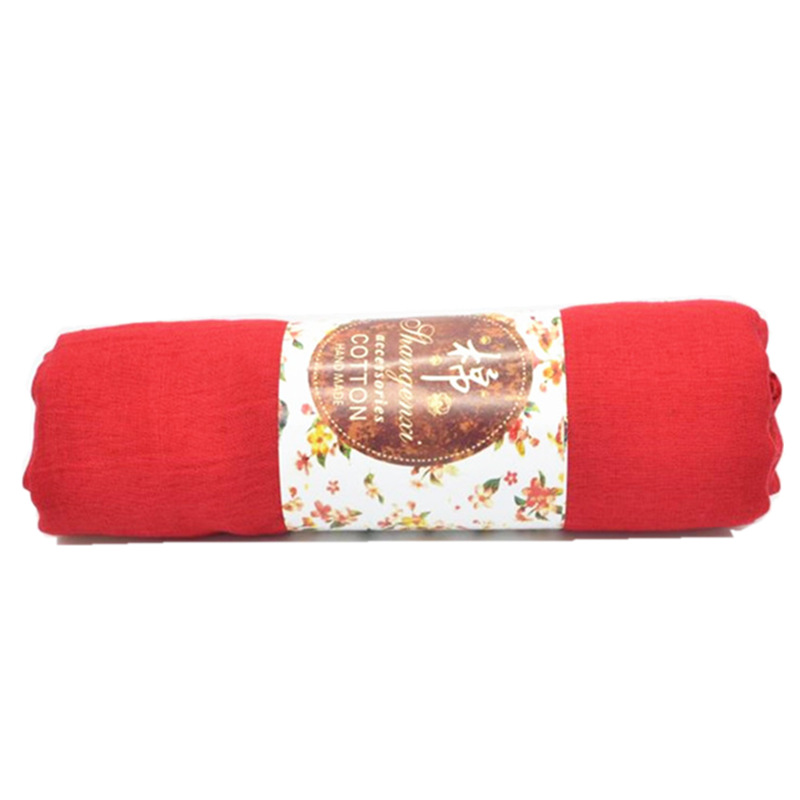 Winter Red Cotton and Linen Scarf Solid Color Air Conditioning Multifunctional Warm Shawl Cotton Linen Scarves