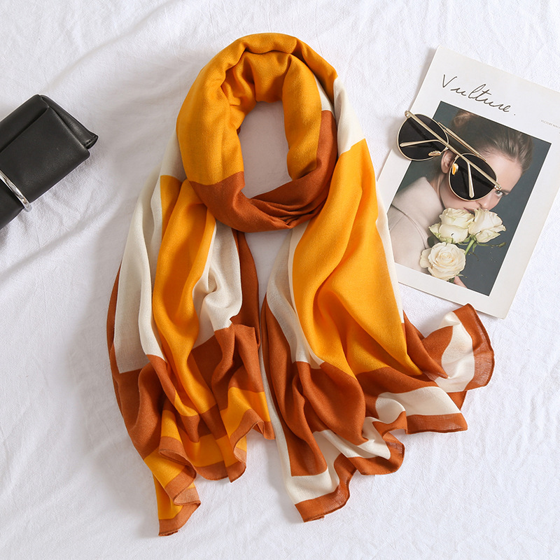 Women &#039;S Long Houndstooth Cotton And Linen Scarf, Vacation Sun Protection Long Scarves Scarf Shawl
