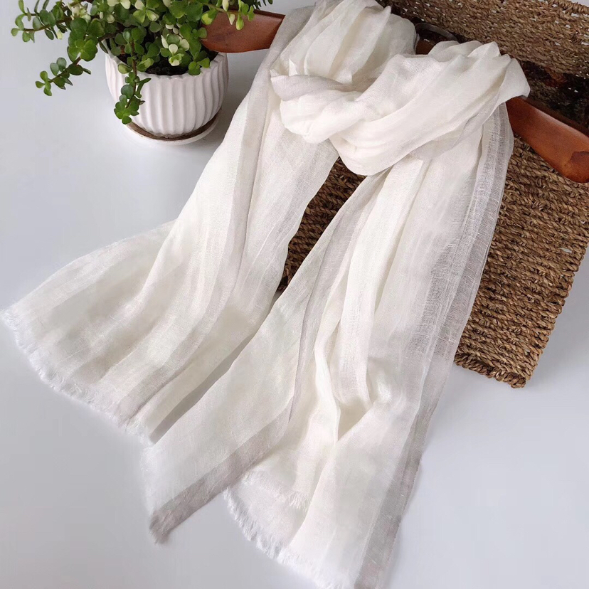 Cotton and linen scarf striped scarf yarn - dyed the scarf plain Japanese and Korean scarves stock scarves