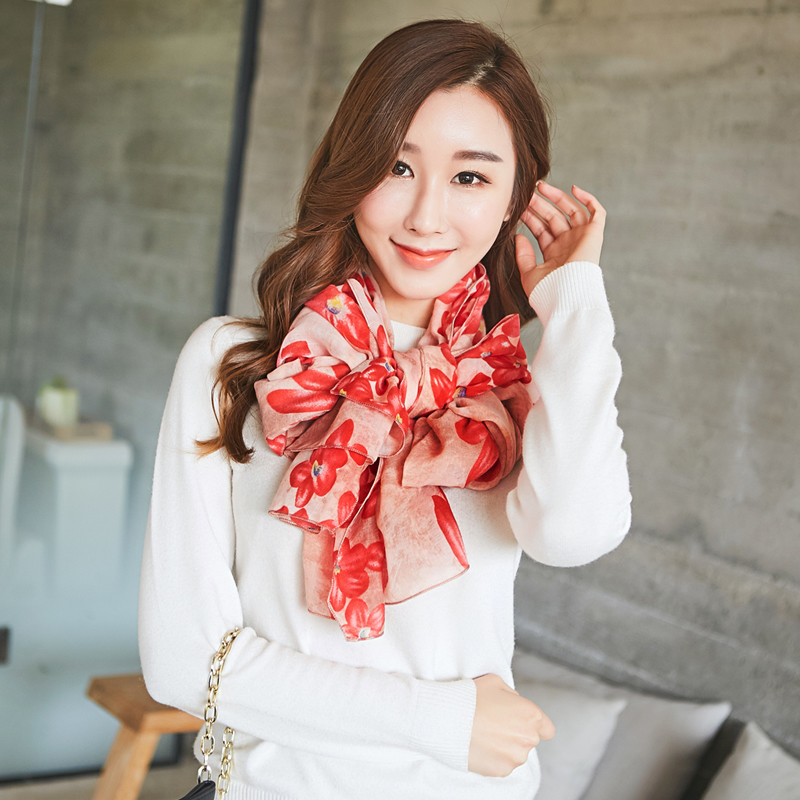 2017 spring new Korean explosions floral wild cotton, linen scarves scarf 1201