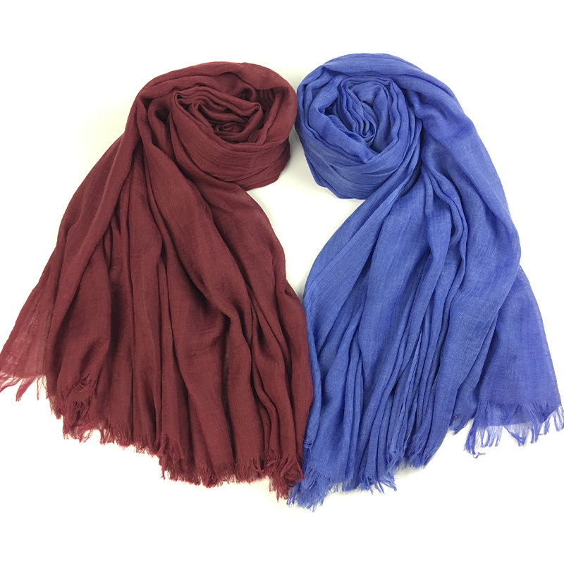Cotton Linen Scarves  Monochrome Women Scarf Factory Direct Supply Burrs Scarf Shawl Classic Solid Color Vs77