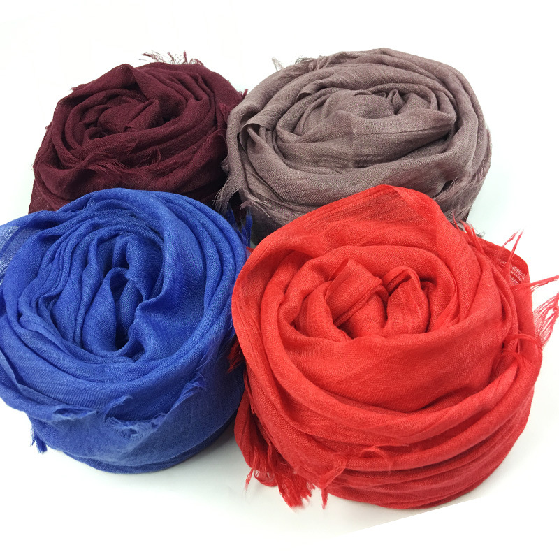 Cotton Linen Scarves  Monochrome Women Scarf Factory Direct Supply Burrs Scarf Shawl Classic Solid Color Vs77