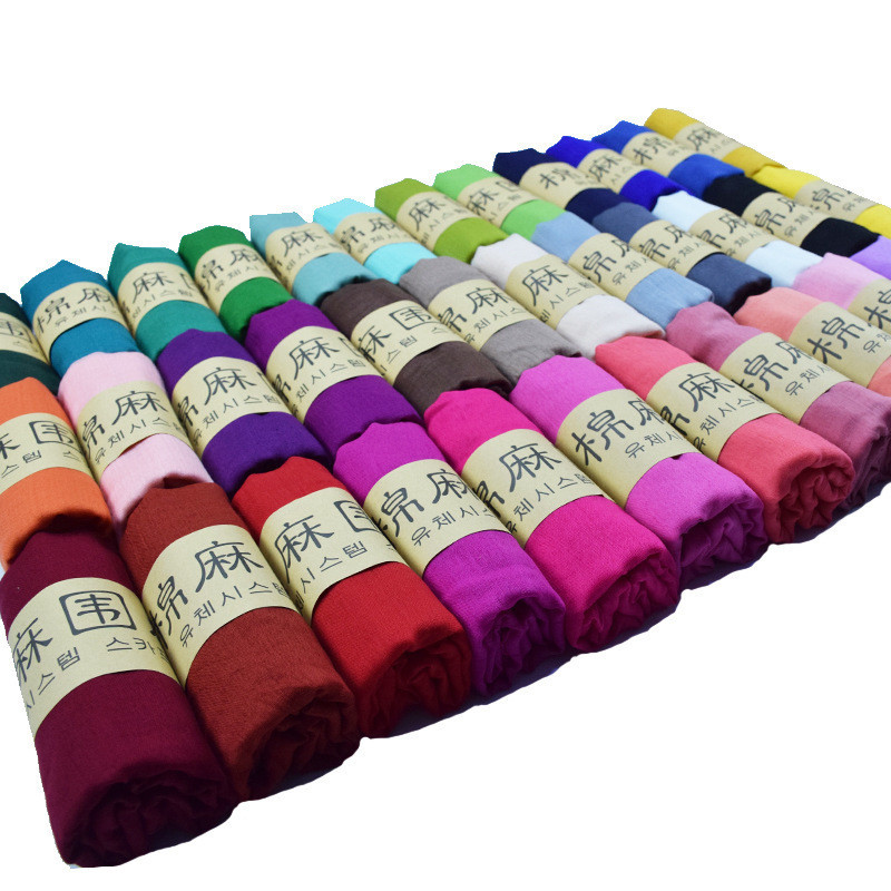 Color Cotton and Linen Scarf Beach Silk Scarf Shawl Hot Sale Warm Scarf Stall Supply Wholesale Cotton Linen Scarves