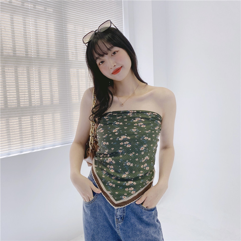 Cotton Linen Scarves  Japanese Style All-Matching Neck Scarf Floral Printed Scarf Multifunctional 90cm Shawl