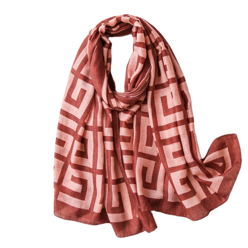 Sunscreen Scarf Leopard Print Geometric Letter Scarf Air Conditioning Shawl Multiple Wholesale Cotton Linen Scarves