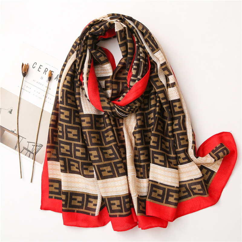 Sunscreen Scarf Leopard Print Geometric Letter Scarf Air Conditioning Shawl Multiple Wholesale Cotton Linen Scarves