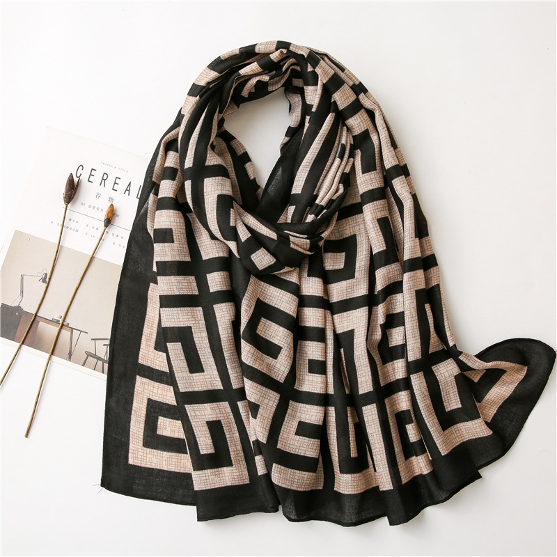 Sunscreen Scarf Leopard Print Geometric Letter Scarf Air Conditioning Shawl Multiple Wholesale Cotton Linen Scarves
