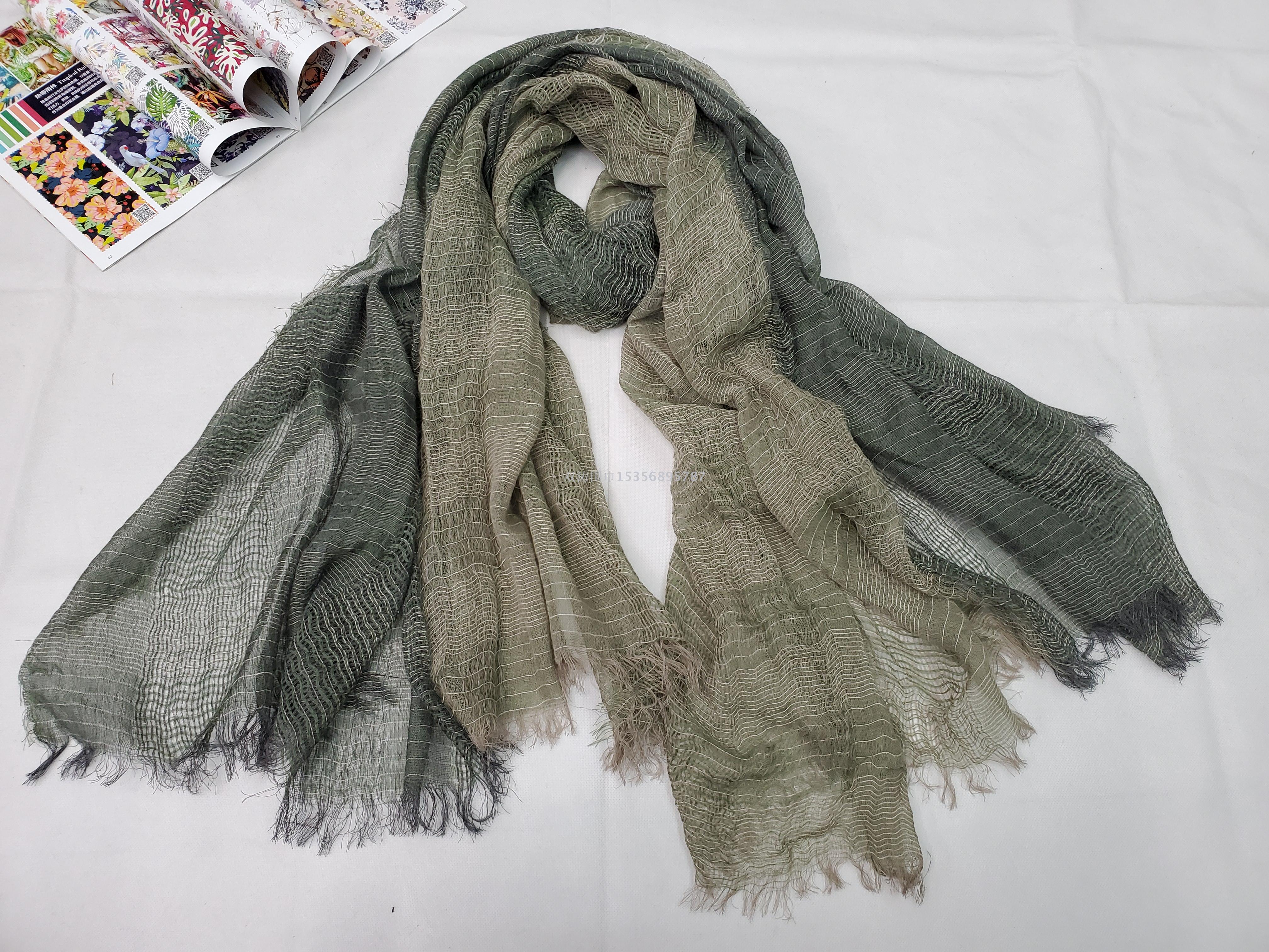 2020 new Spring and summer vintage cotton and linen yarn - dyed the scarf for Japanese and Korean women Air conditioning time! Absorbent shawl Scarves in stock