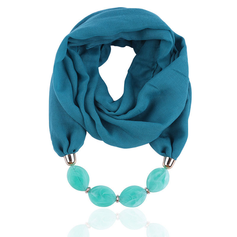  Voile Ornament Necklace Scarf Resin Necklace Pendant Scarf Ethnic Style Clothing Accessories Cotton Linen Scarves