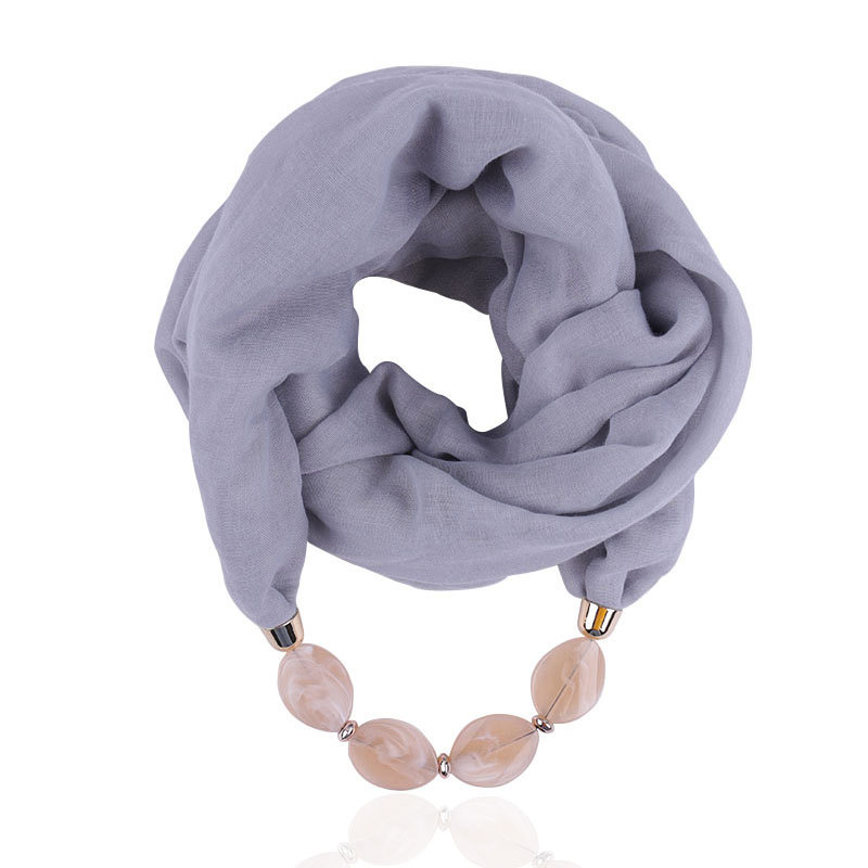  Voile Ornament Necklace Scarf Resin Necklace Pendant Scarf Ethnic Style Clothing Accessories Cotton Linen Scarves