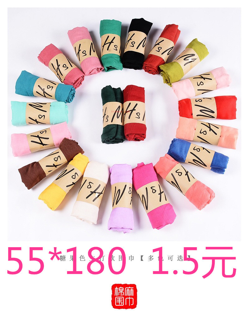 Linen Scarf Solid Color Candy Color Female Scarf Gift Gift Scarf Factory Custom Logo Scarf Cotton Linen Scarves