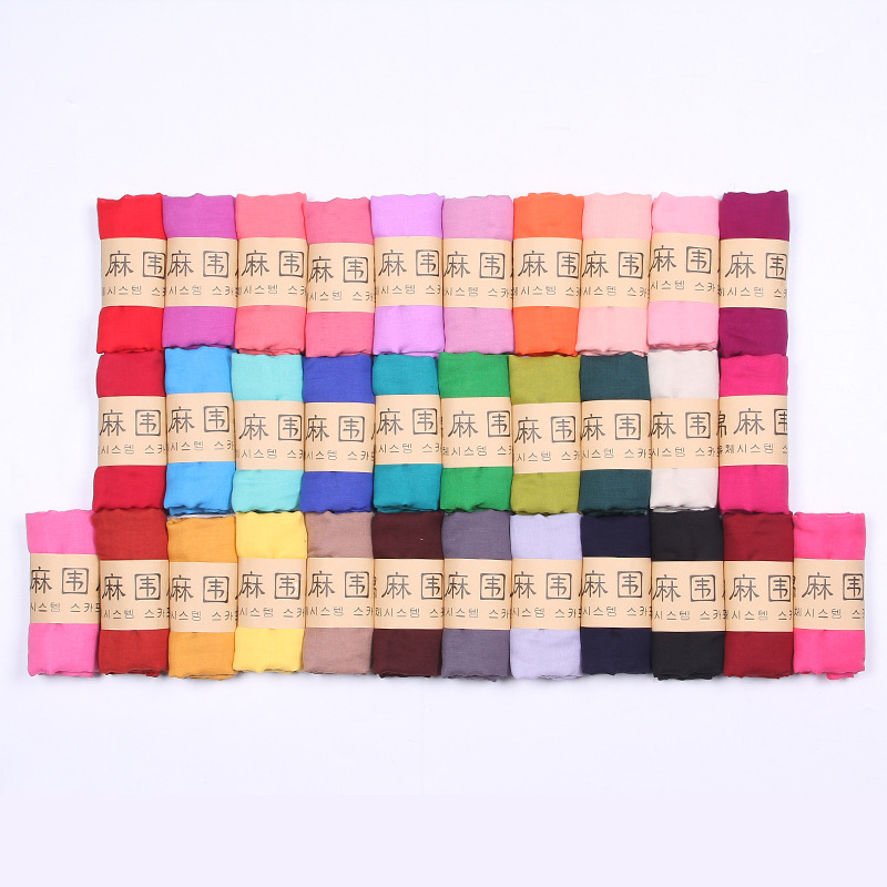 Linen Scarf Solid Color Candy Color Female Scarf Gift Gift Scarf Factory Custom Logo Scarf Cotton Linen Scarves