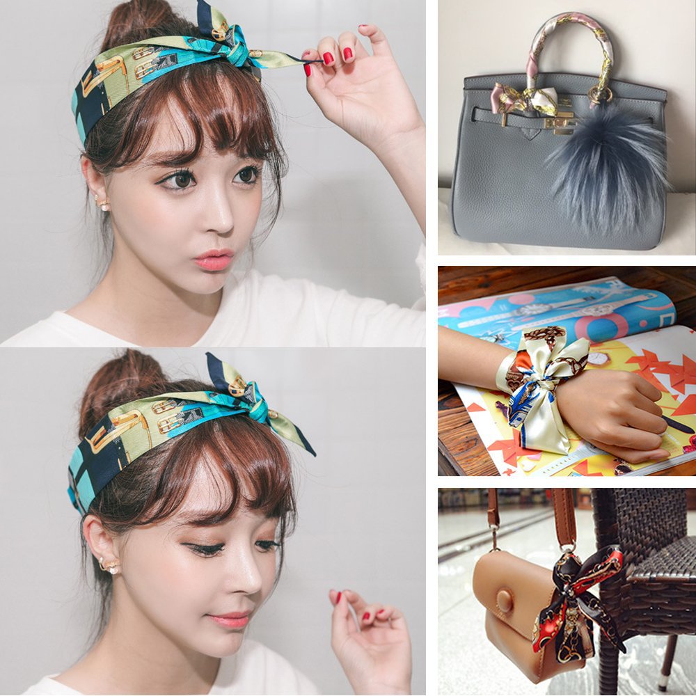  Printed Silk Scarf Women&#039;s Belt Decoration Small Silk Ribbon Tied Bag Silk Scarf Fashion Ribbon Scarves Bowknot Tie