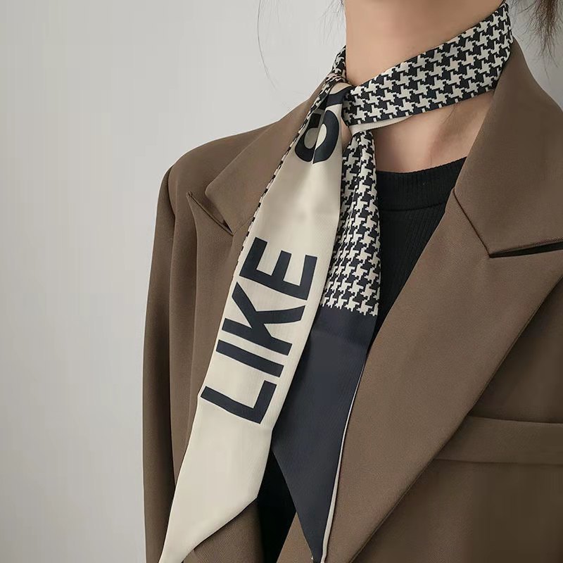 Ribbon Scarves Scarf Hair Band Female Arm Bag Ribbon French Spring and Autumn Suit Oblique Scarf Headdress