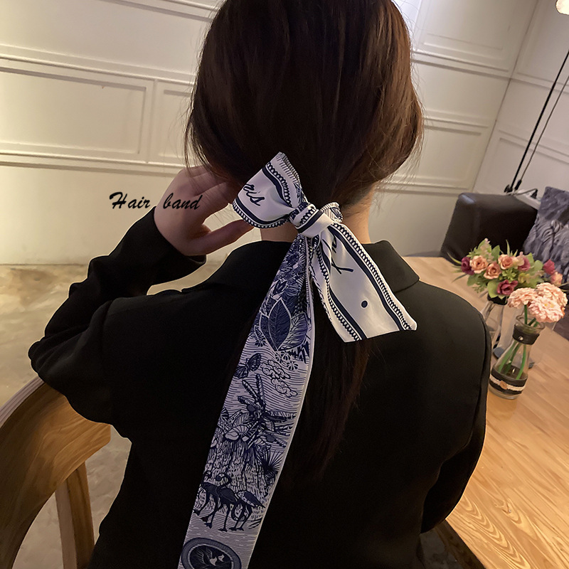New Korean Style Thin Long Scarves Women &#039;S Ins Style Gentle And Elegant Tied Hair Ribbon French Style Retro Hair Band One Piece Dropshipping