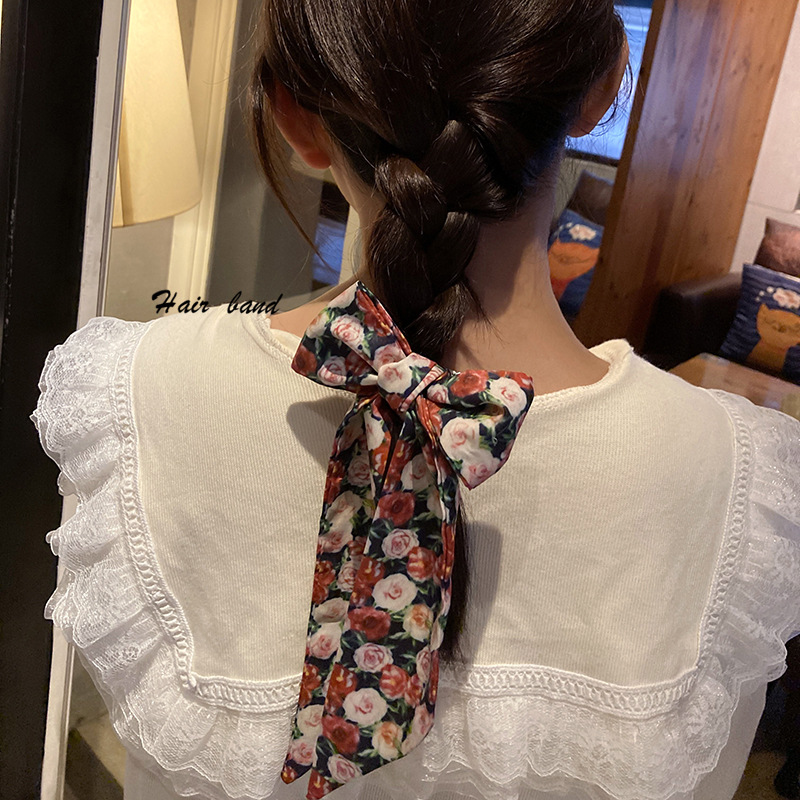 New Korean Style Thin Long Scarves Women &#039;S Ins Style Gentle And Elegant Tied Hair Ribbon French Style Retro Hair Band One Piece Dropshipping