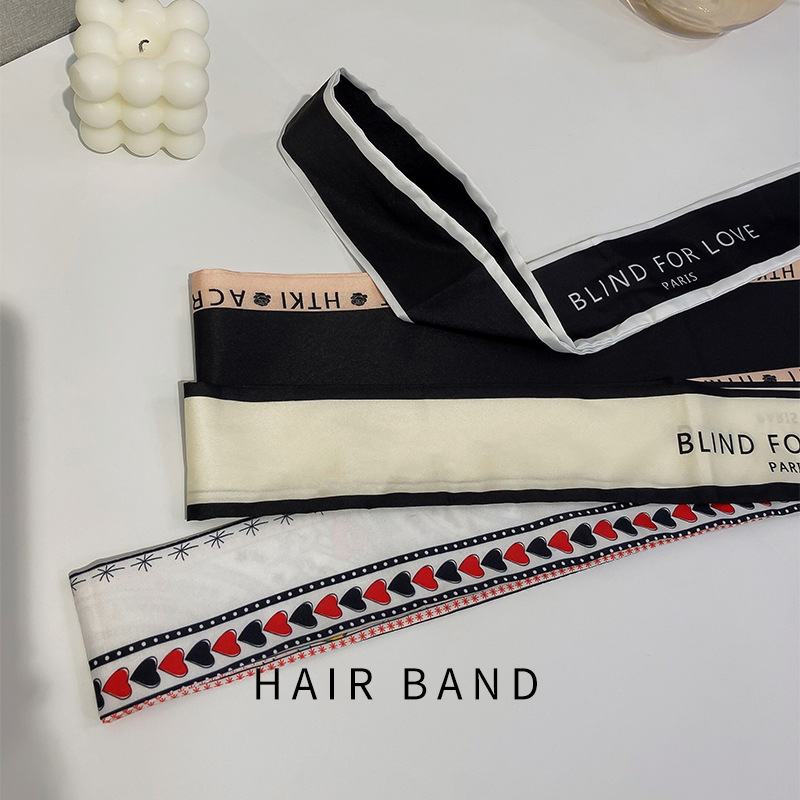 New Korean Style Thin Long Scarves Women &#039;S Ins Style Gentle And Elegant Tied Hair Ribbon French Style Retro Hair Band One Piece Dropshipping