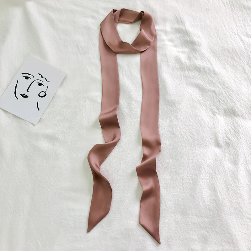 Solid Color Slim and Narrow Silk Scarf Ribbon Tie Bag Handle Scarves Hair Tie Small Silk Ribbon Decorative Scarf Hair Band Scarf
