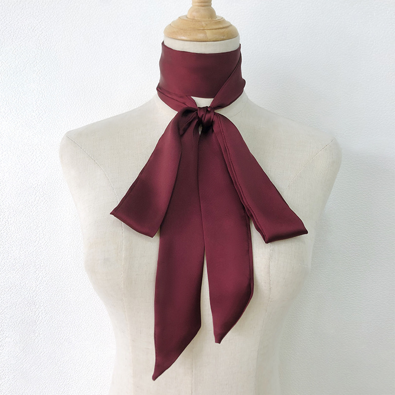 Solid Color Slim and Narrow Silk Scarf Ribbon Tie Bag Handle Scarves Hair Tie Small Silk Ribbon Decorative Scarf Hair Band Scarf