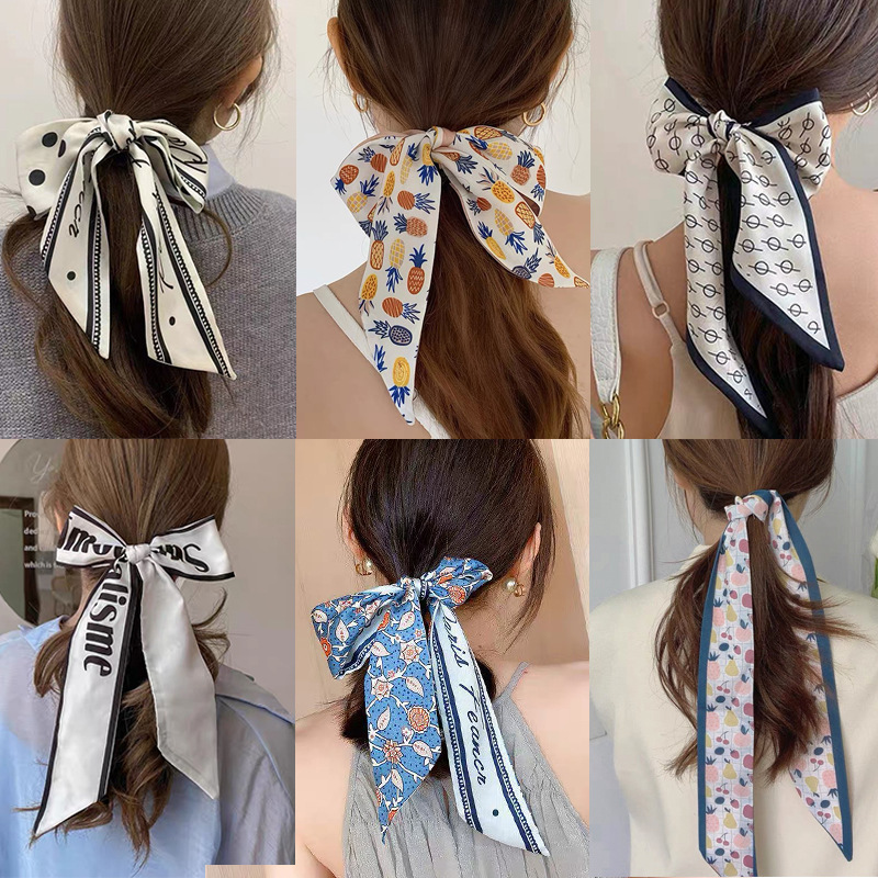 Super Fairy Letter Bow Long Scarves Hair Band Female Tie Hair Summer Ribbon Ponytail Mori Style Headband 2021new Fashion