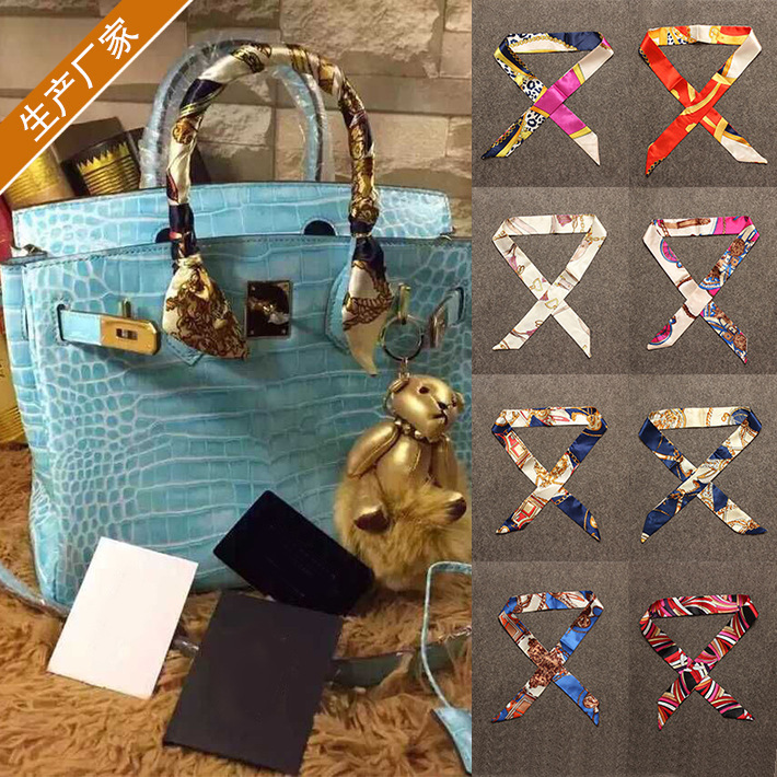 Manufacturer&#039;s Classic Slim Tie Bag Handle Scarves Small Silk Ribbon Decorative Scarf Bag with Women&#039;s Scarf